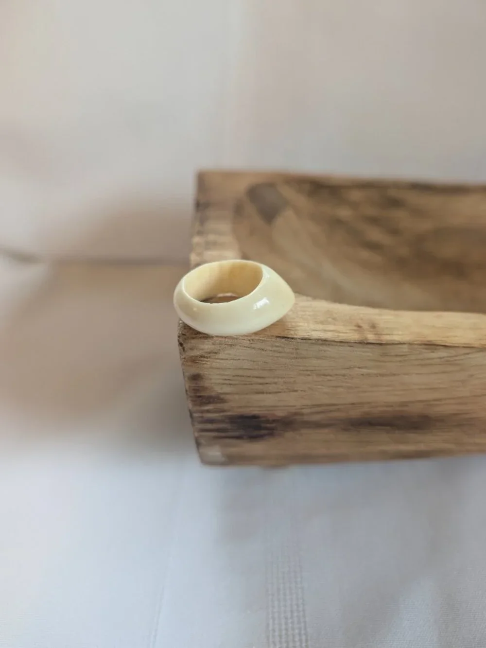 Vintage Carved Bovine Bone Dome Ring Size 5